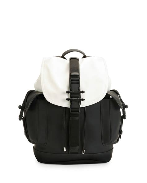 Givenchy Obsedia Leather Flap Backpack, Black/White